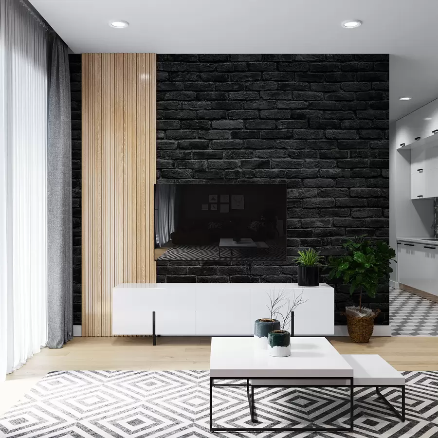 Фототапет Черен тухлен тапет u53027