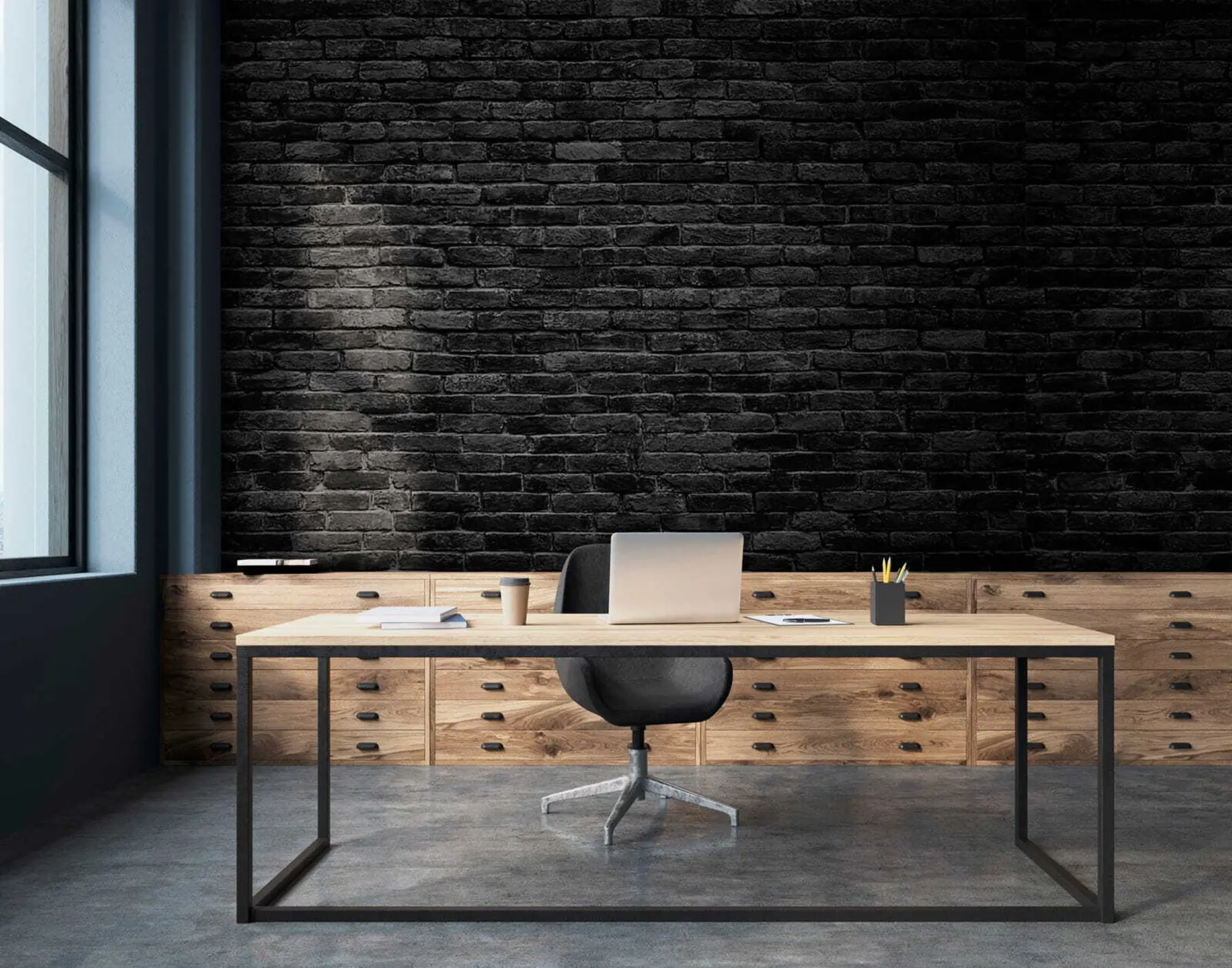 Фототапет Черен тухлен тапет u53027