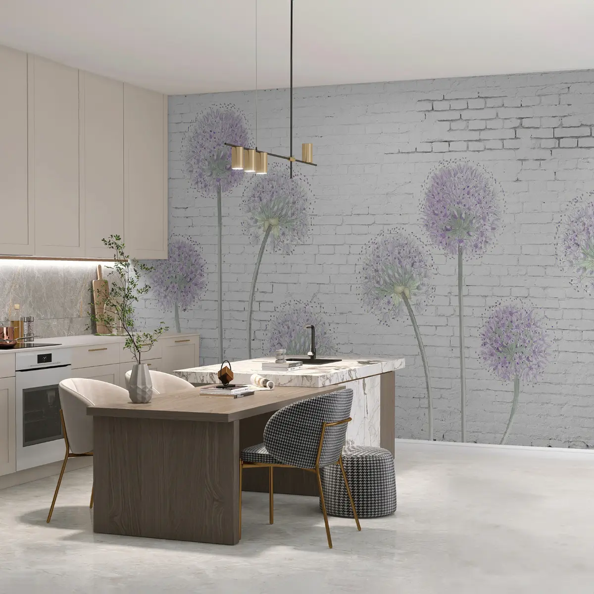 Фототапет Глухарчета на фона на тухлена стена u05372