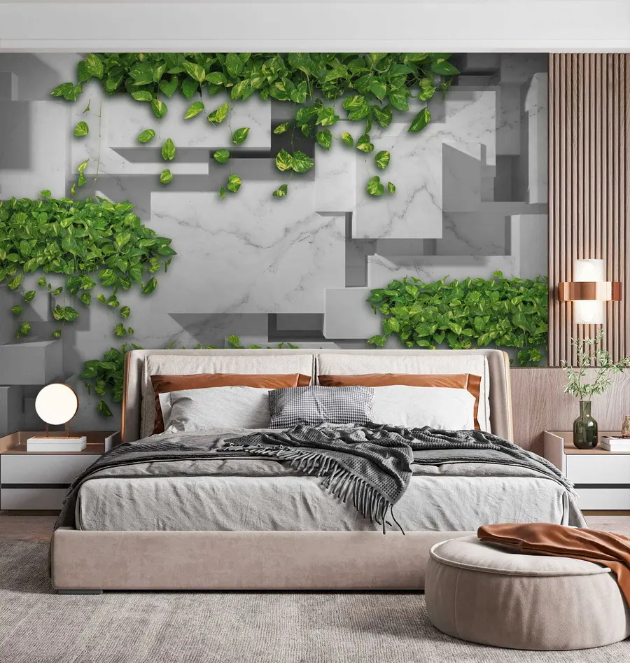 Фототапет 3d панели и растения u34395