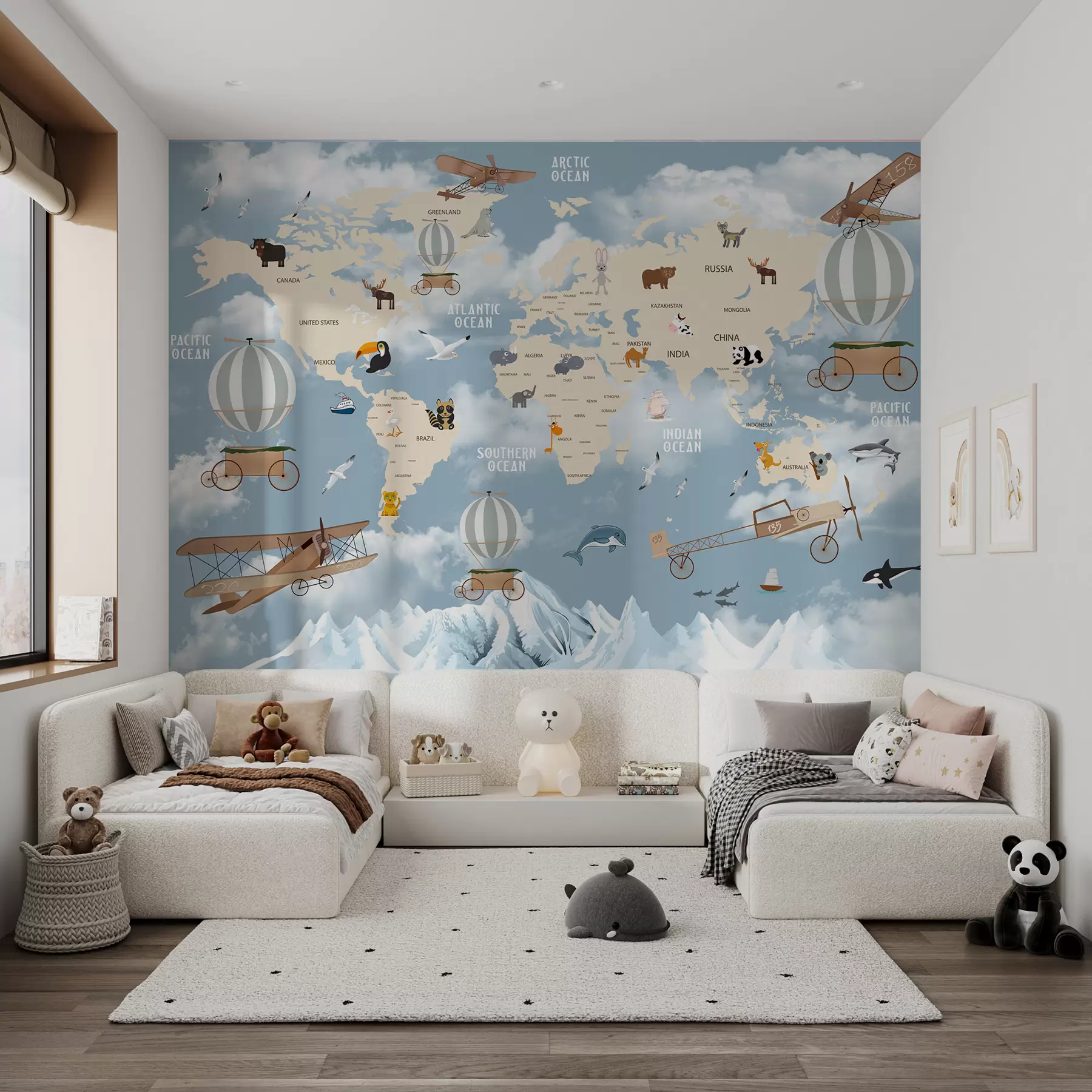 Фототапет Карта на света с животни u48123