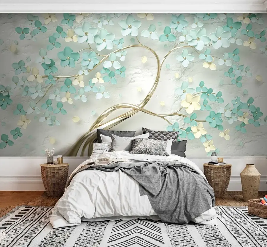 Фототапет Дърво със сини цветя u52550