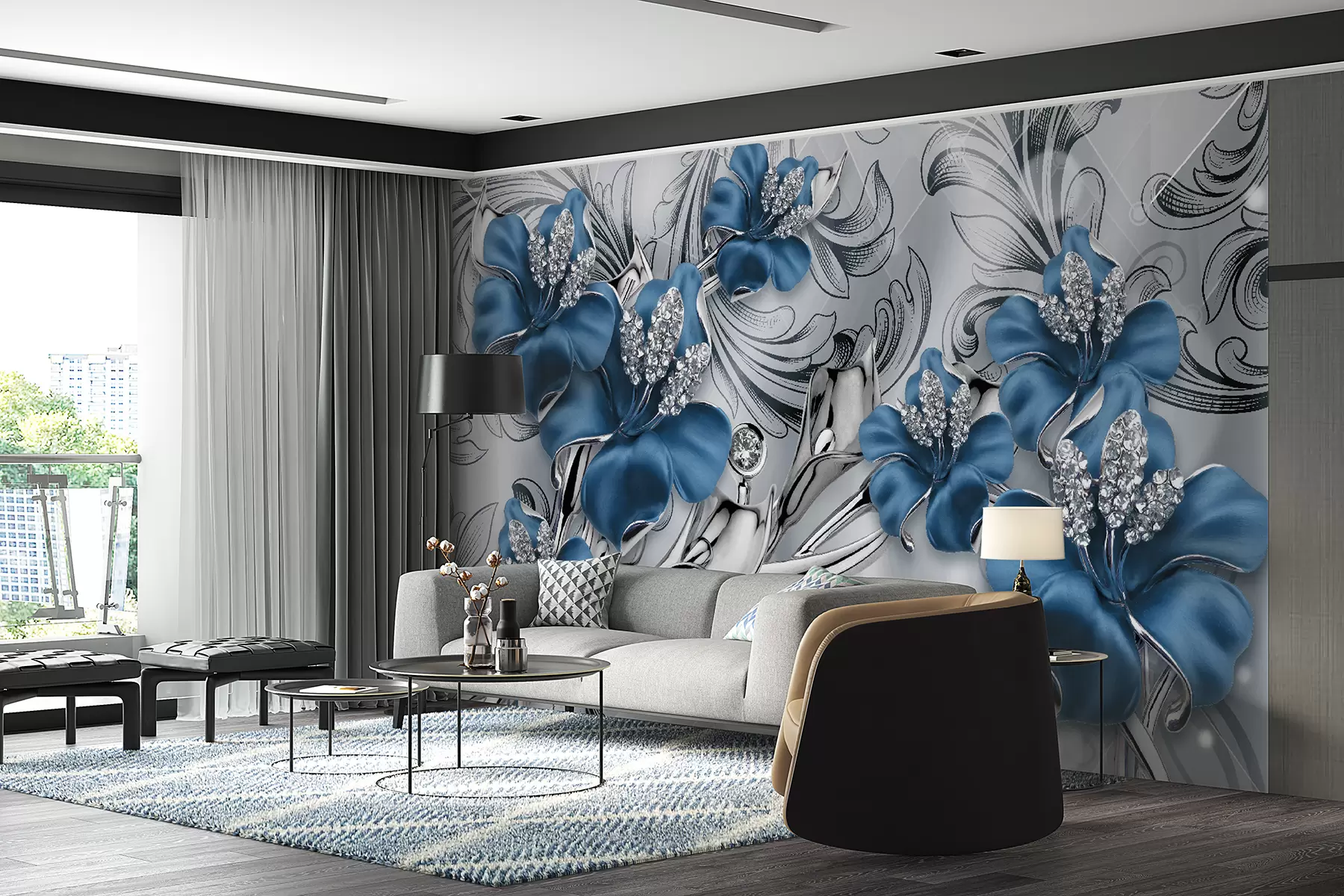 Фототапет Лазурни цветя u60405