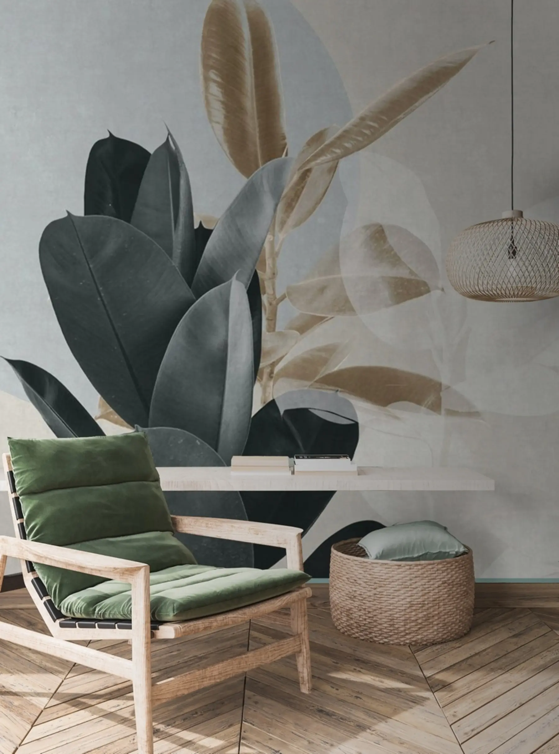 Фототапет Фикус на гръндж фон на стена u71334