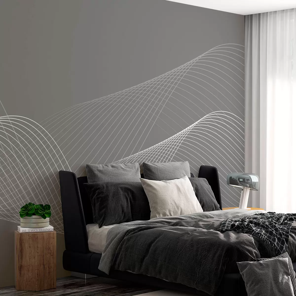 Фототапет 3D геометрични линии модерен моден стил на сив фон w00893v2