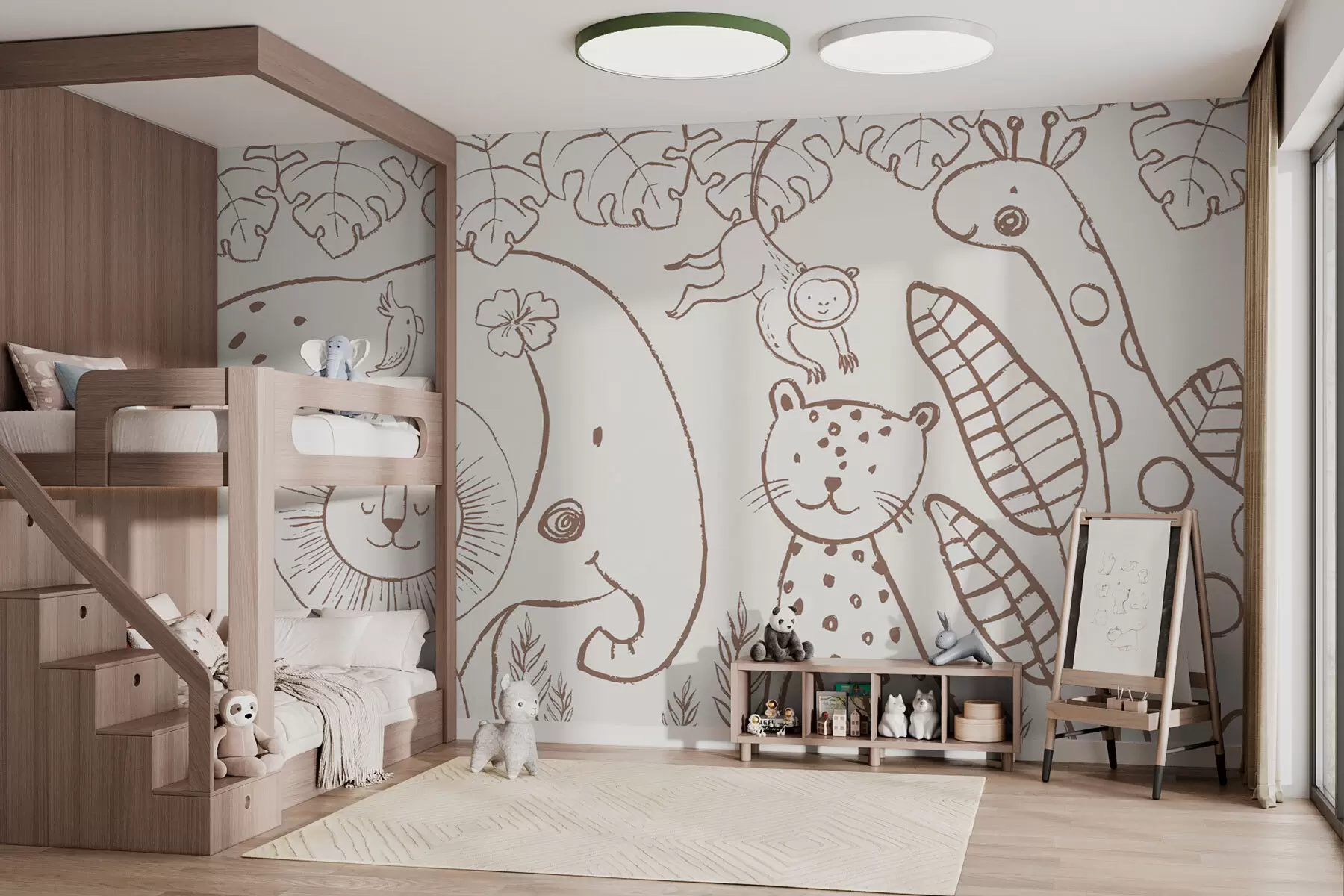 Фототапет Забавни африкански животни в скандинавски стил за деца w01268