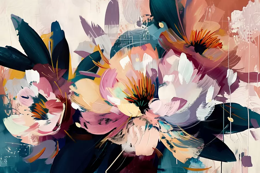 Фототапет Големи цветя са рисувани с маслени бои w07940