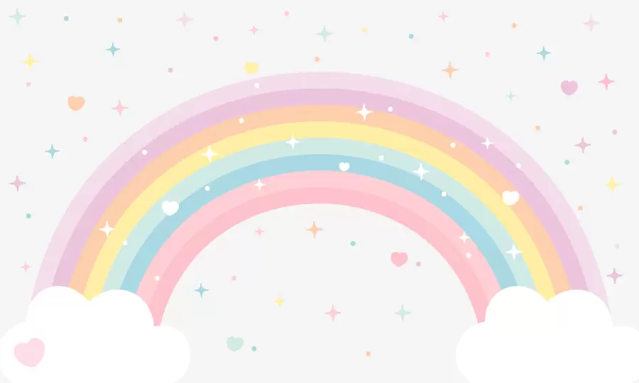 Фототапет Цветна дъга със звезди и сърца в скандинавски стил w08109