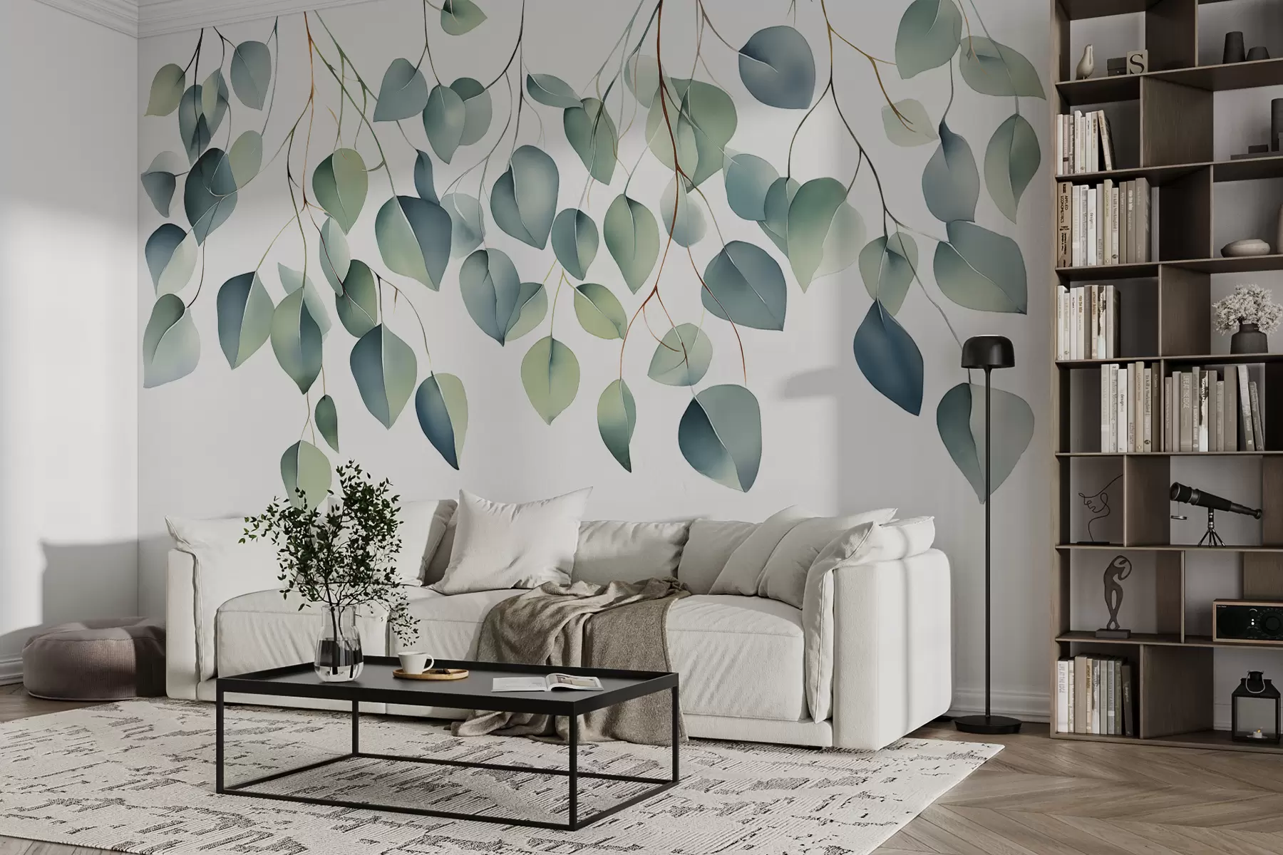 Фототапет Клони с евкалиптови листа акварел w08130