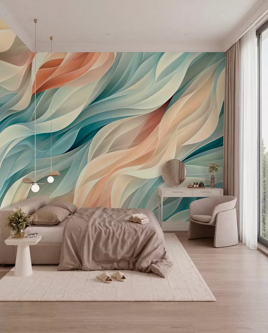 Фототапет Хипнотизиращ абстрактен дизайн с меки пастелни вълни w01335