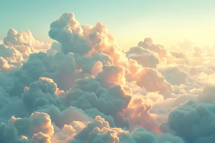 Фототапет Ярко небе с много облаци в светли цветове w01543