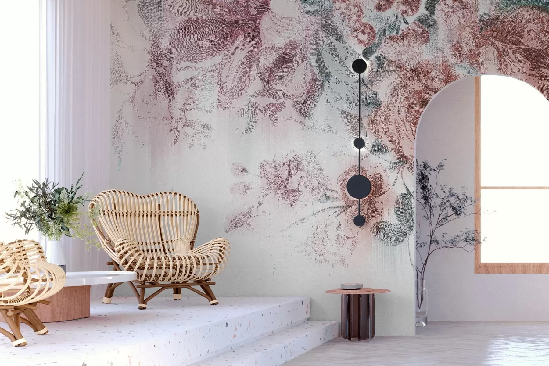 Фототапет Деликатен дизайн на пастелни цветни аранжировки w00389