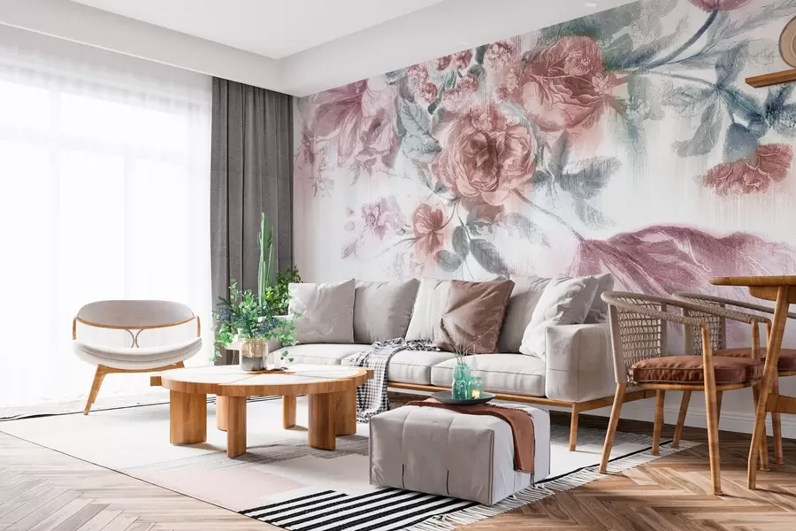 Фототапет Деликатен дизайн на пастелни цветни аранжировки w00389