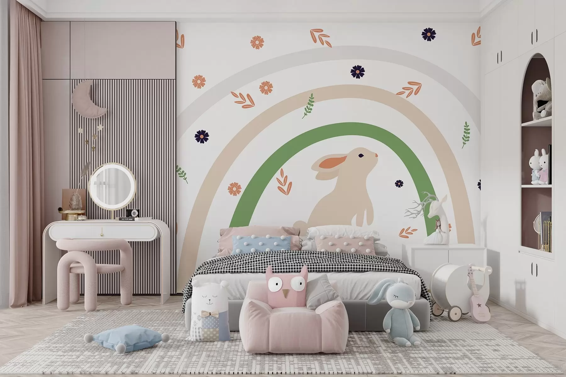 Фототапет Любопитен заек под цветна дъга w00485v1