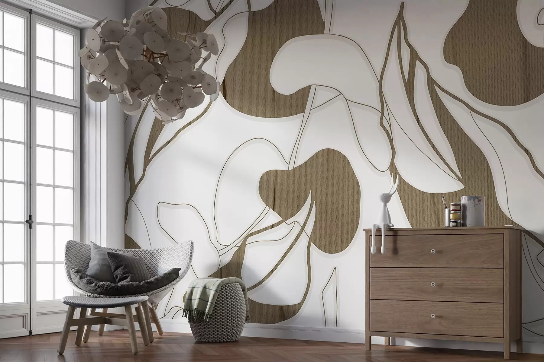 Фототапет Елегантни абстрактни флорални мотиви в нюанси w00833