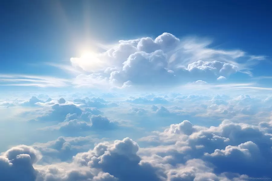 Фототапет Спокойно небе с пухкави облаци над него u76148