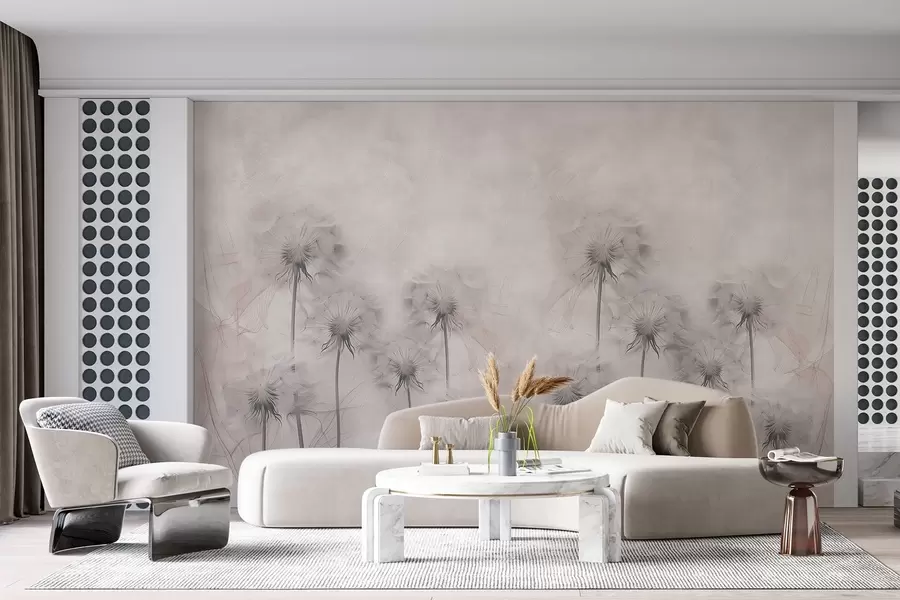 Фототапет Глухарчета на светлобежов фон w01895