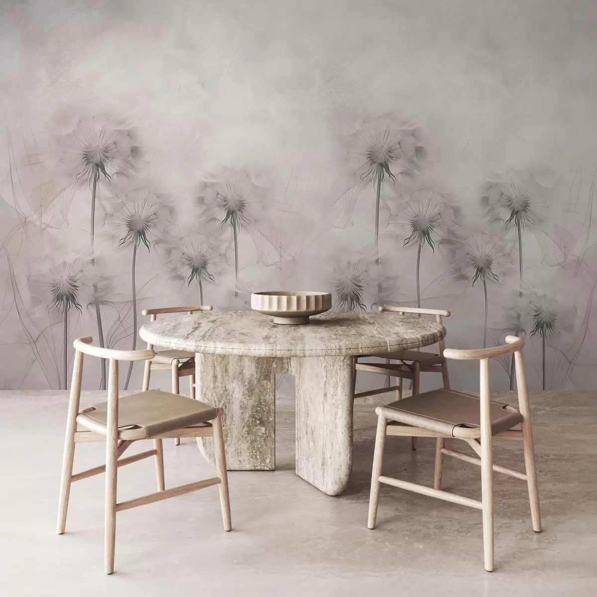 Фототапет Глухарчета на светлобежов фон w01895