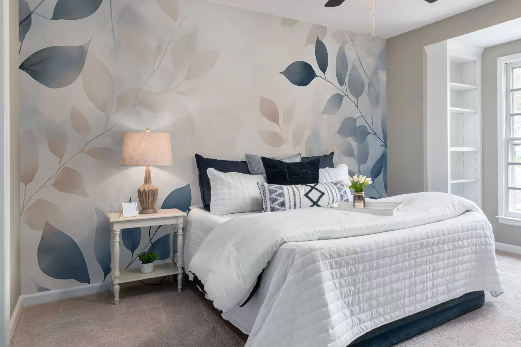 Фототапет деликатни листа в акварелна техника w02453