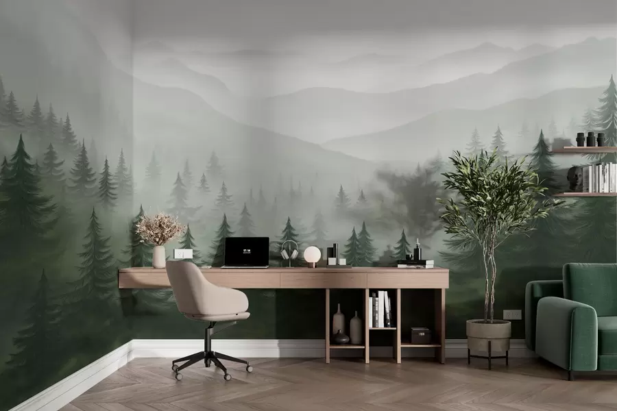 Фототапет Мъглива зелена гора w02450