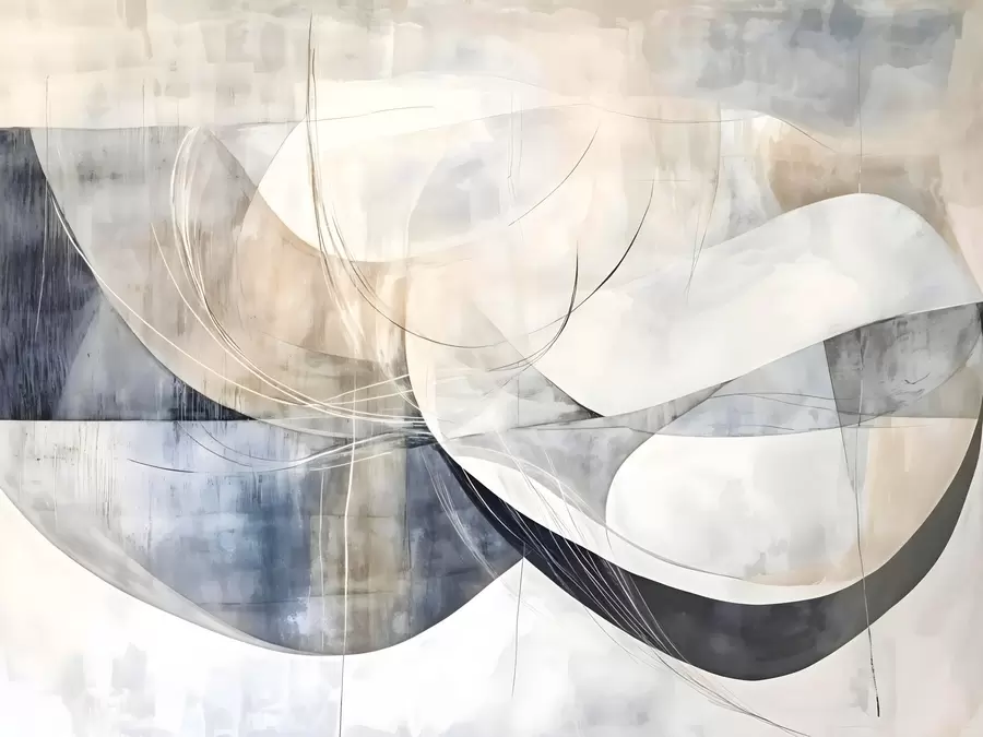 Фототапет Абстрактни форми в нюанси на бяло, сиво, бежово и синьо на размазан текстуриран фон w08461