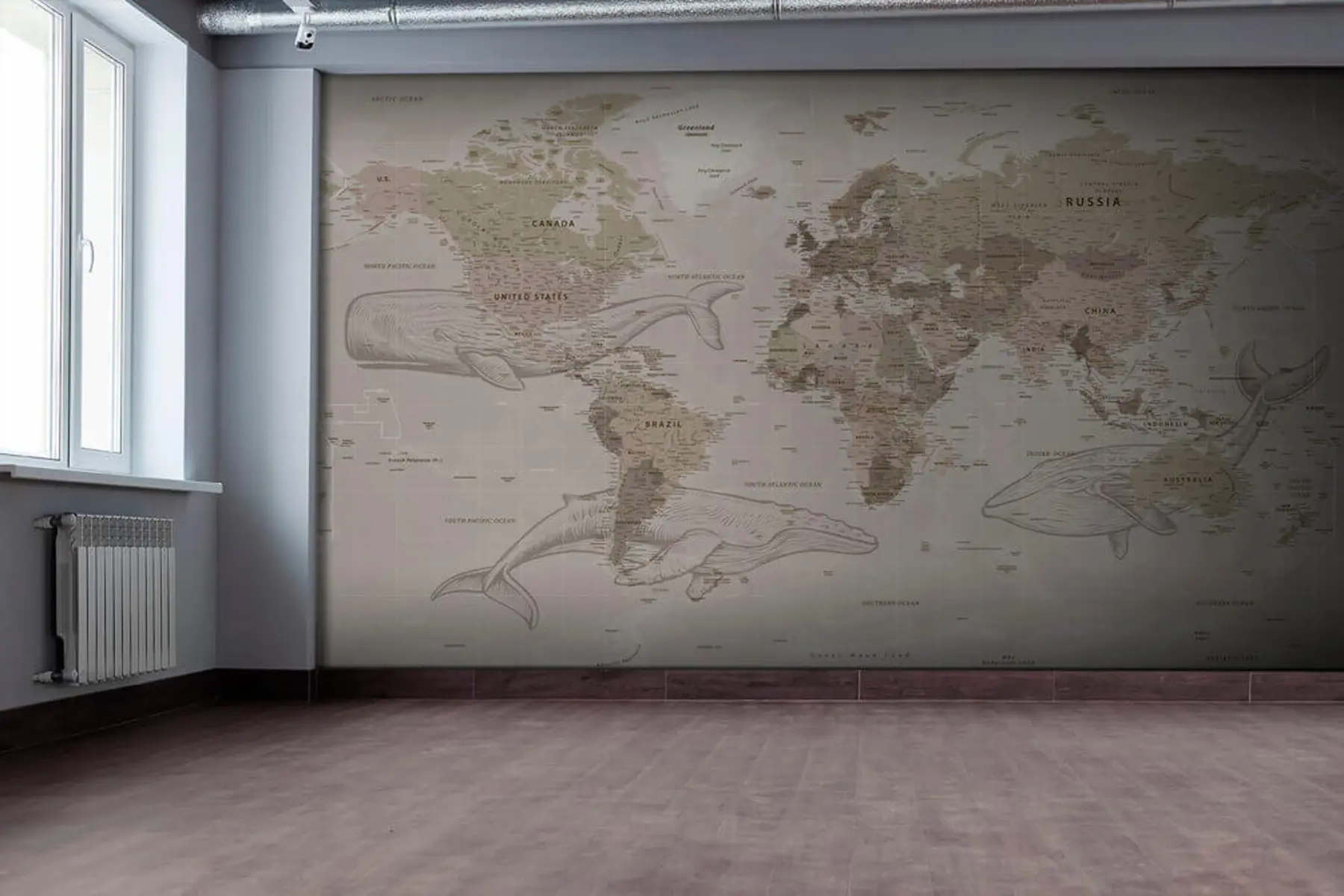 Фототапет Карта на света с китове u50449