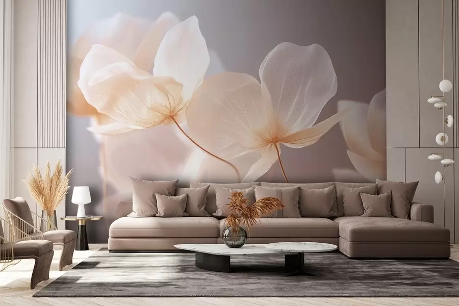 Фототапет Венчелистчета от лотос, деликатна композиция на розов фон w08500v1