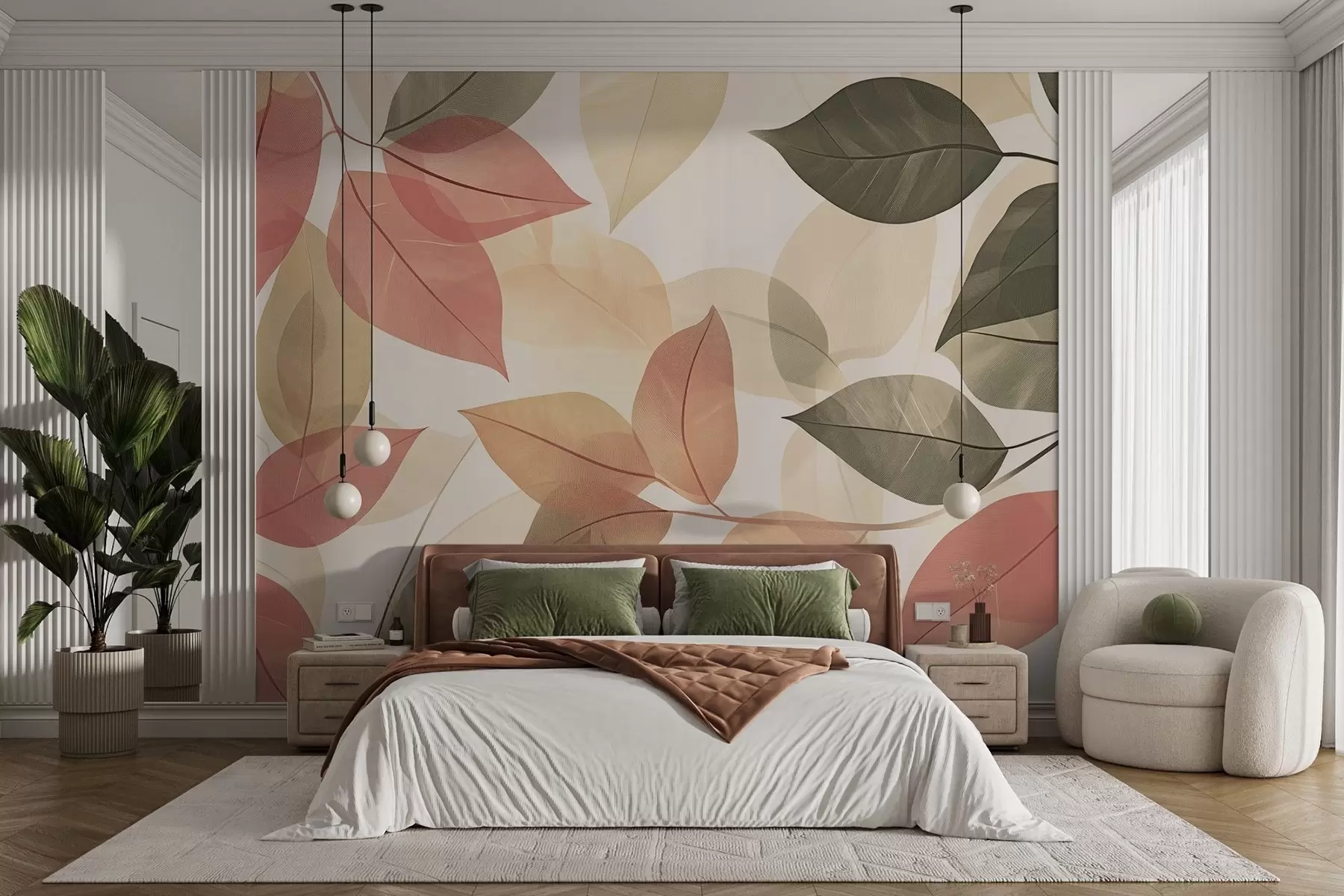 Фототапет Клони от листа в червени и зелени тонове w08502