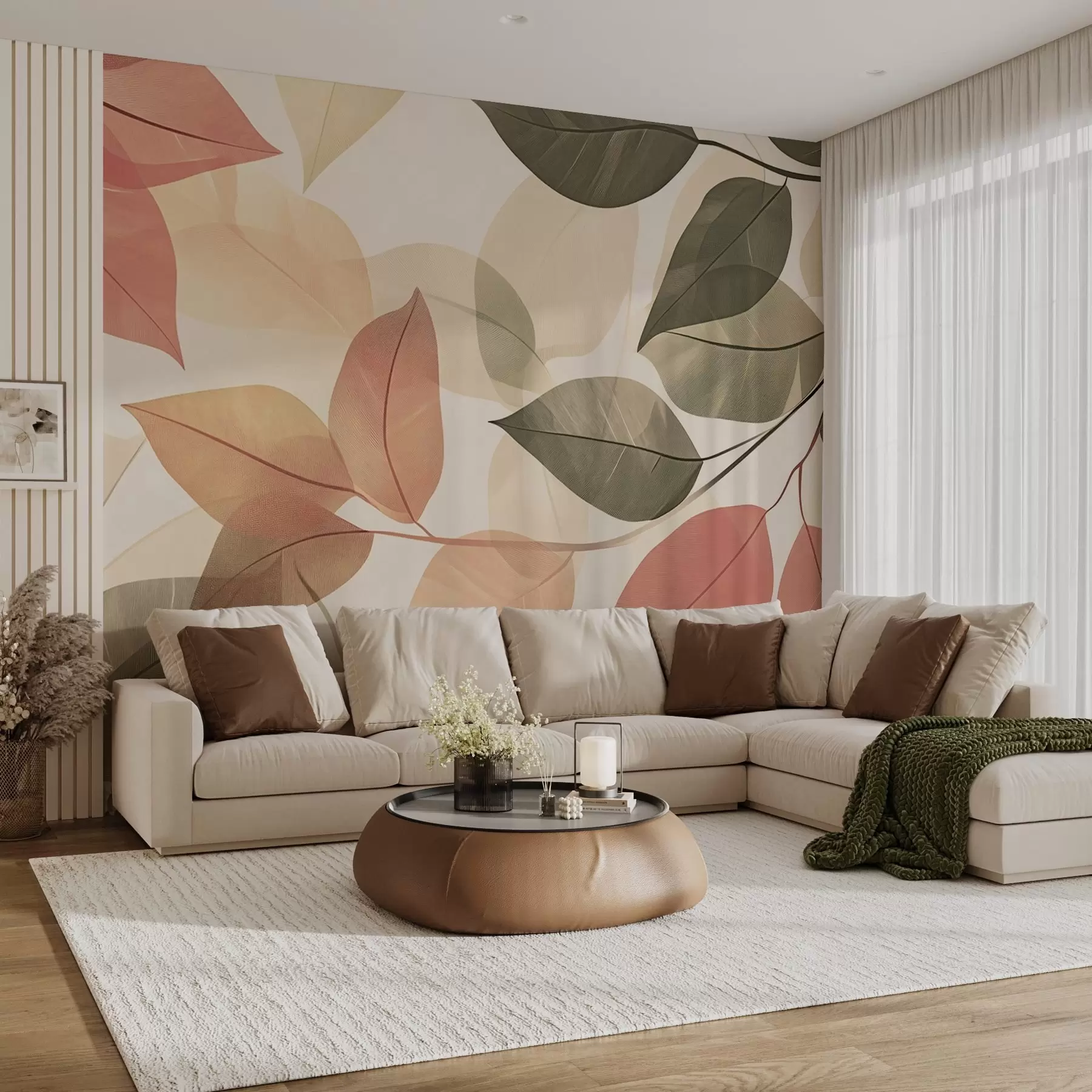 Фототапет Клони от листа в червени и зелени тонове w08502