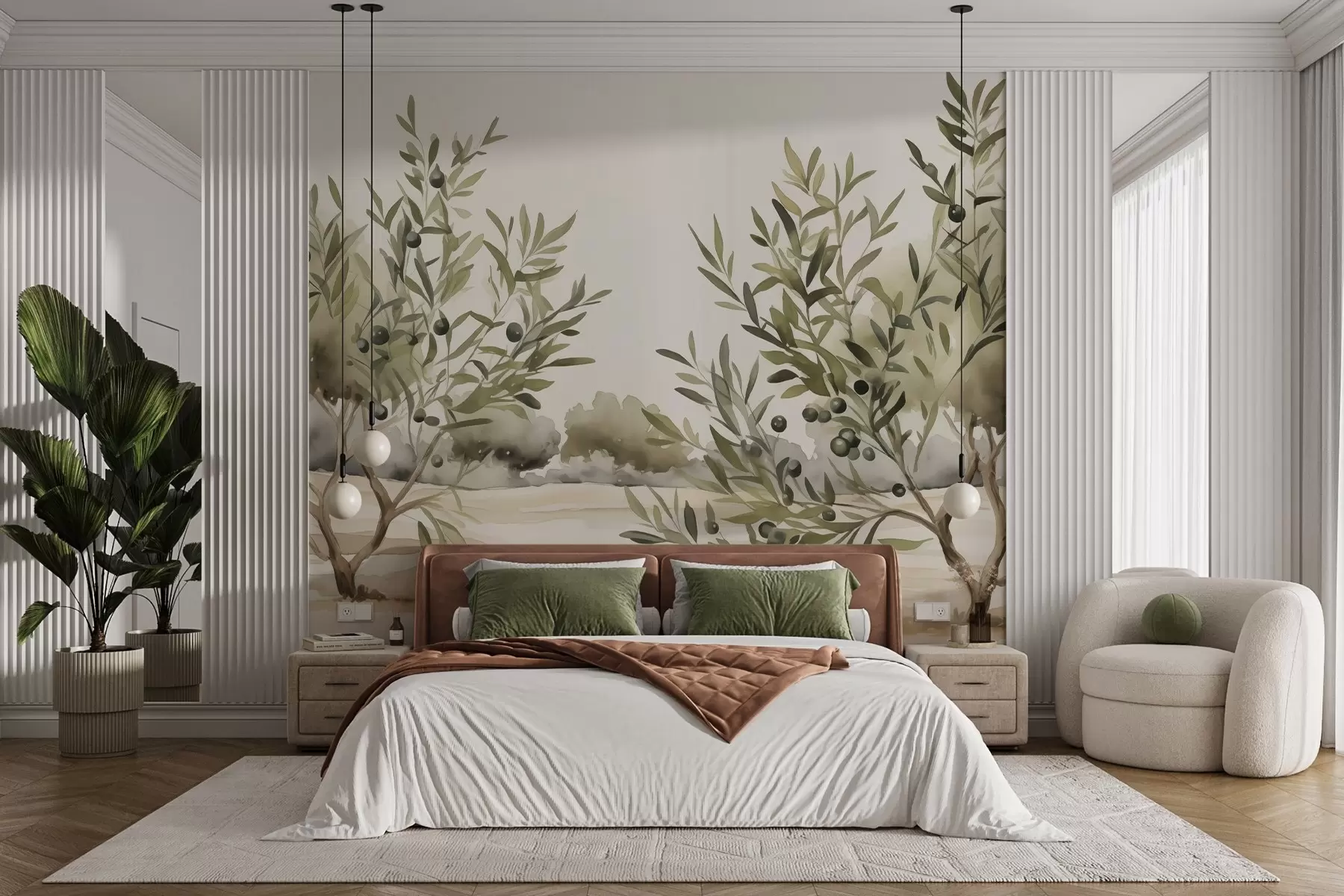 Фототапет Маслинови дървета абстрактна имитация акварел w02583