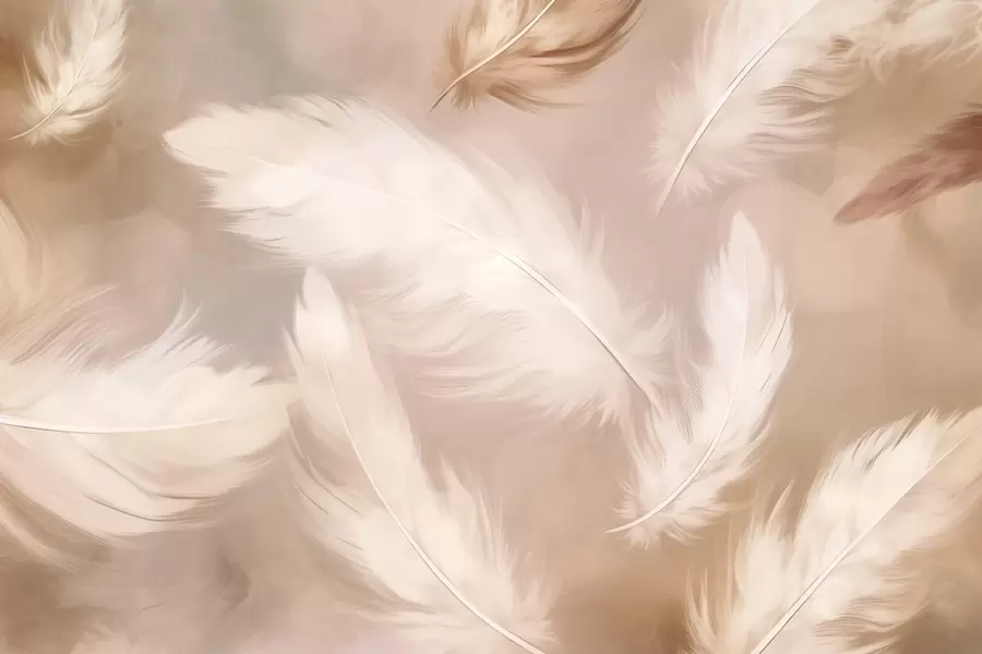 Фототапет Големи пера в бежово w02601v1