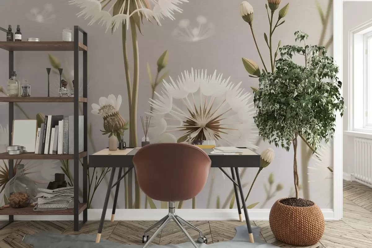 Фототапет Поле с разцъфнали глухарчета w02619