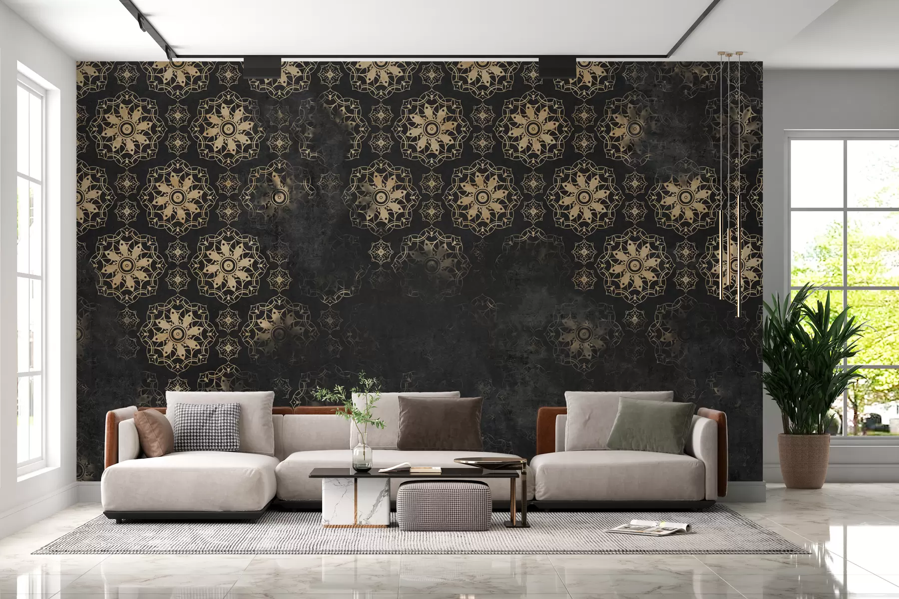 Фототапет Винтидж дизайн с елементи на мандала и претърпян ефект w02551