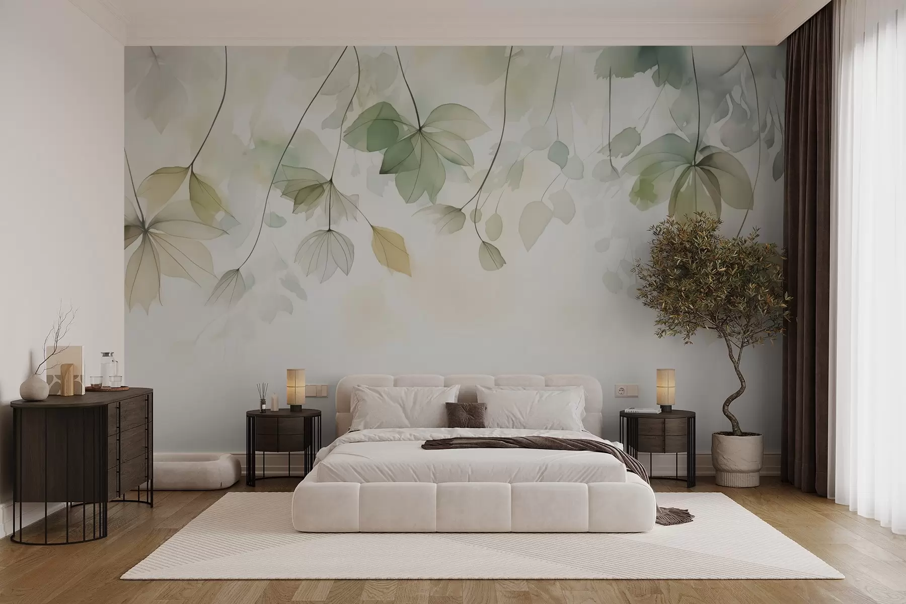 Фототапет Абстрактна растителност, имитация на акварел w02637