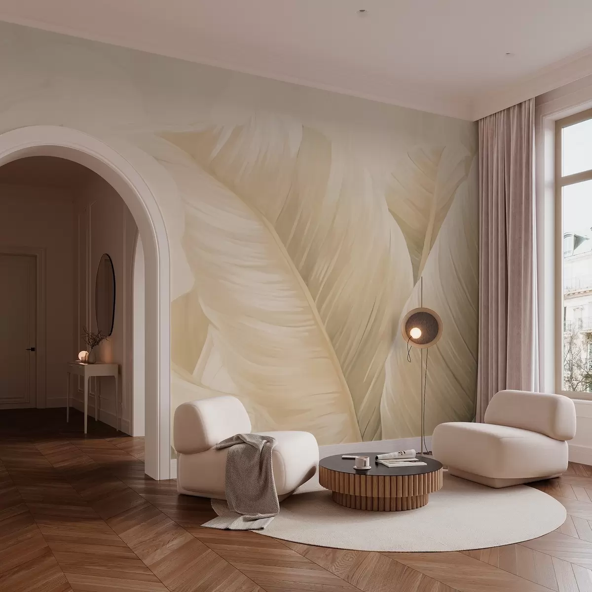 Фототапет Големи кремави бананови листа w02573