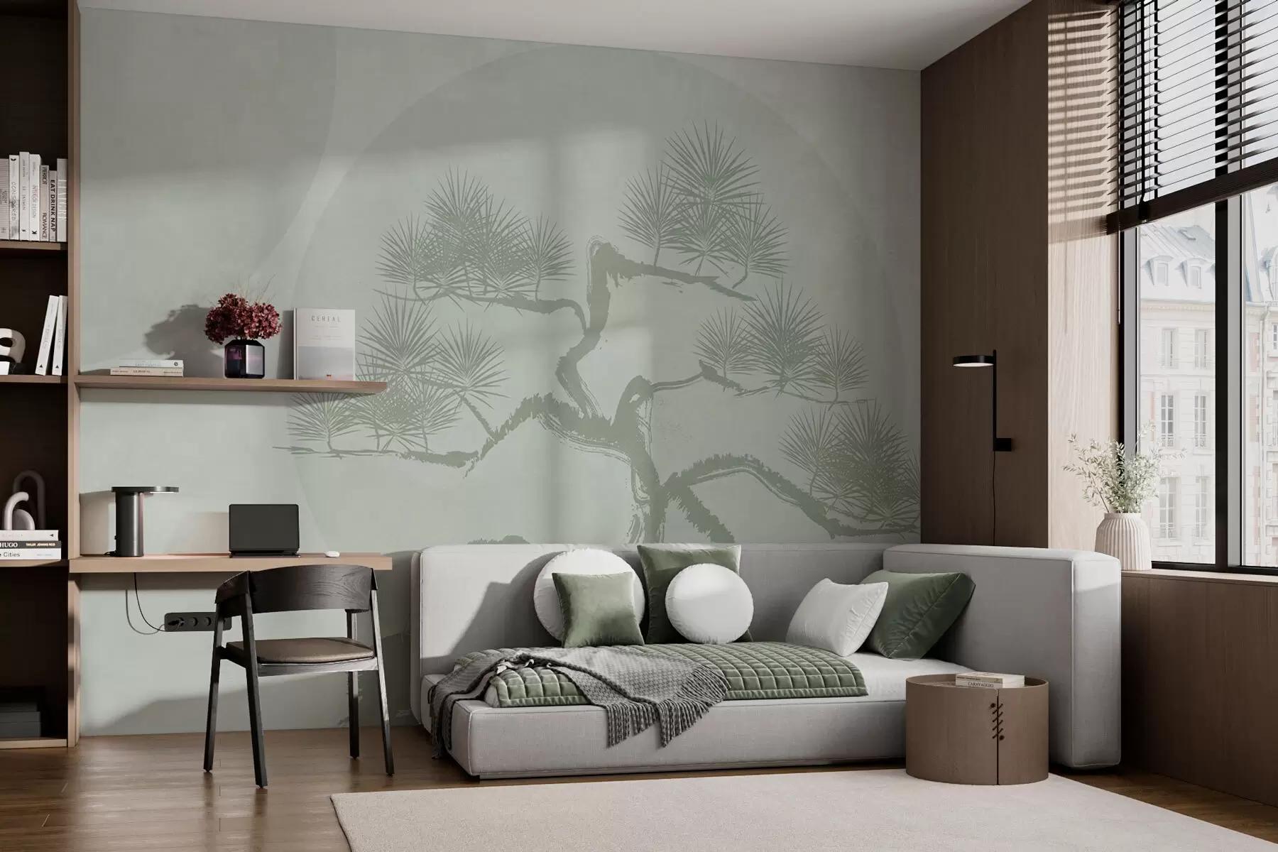 Фототапет Бонсай Японски минимализъм геометрия гръндж фон w08556v2