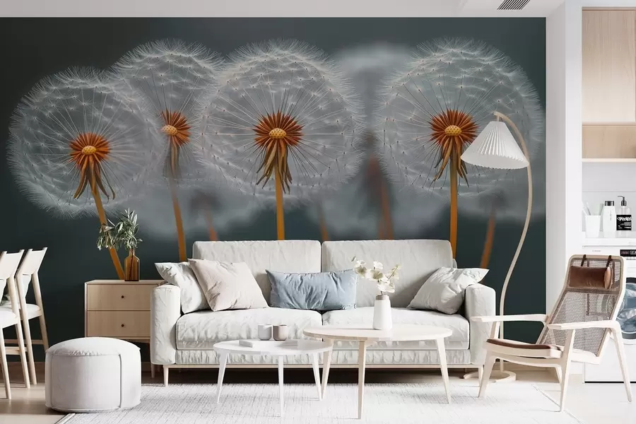 Фототапет Въздушни глухарчета на тъмен естествен фон w08498