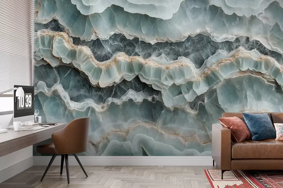 Фототапет Мраморна повърхност с имитация на вълнообразни линии от смола w08561