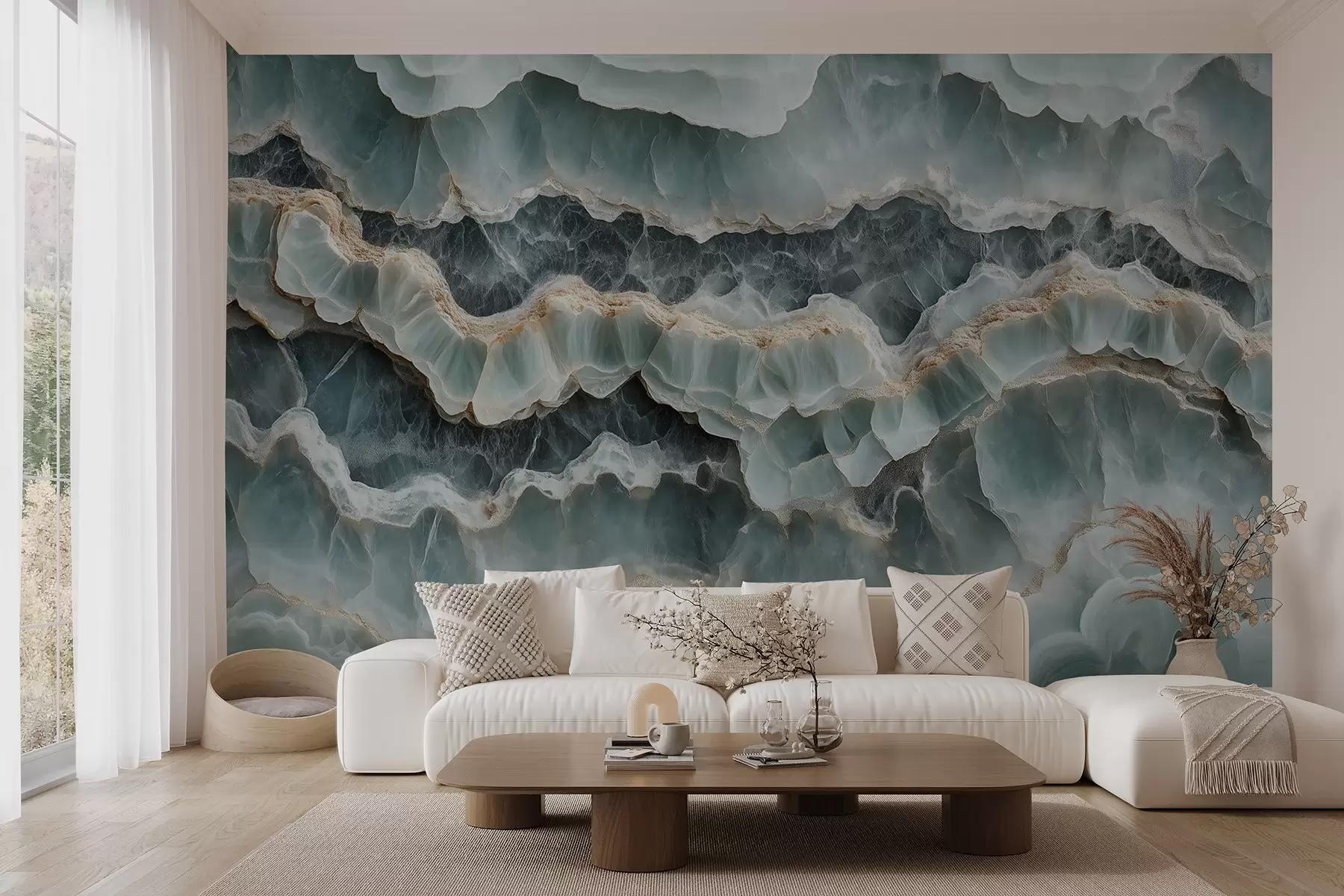 Фототапет Мраморна повърхност с имитация на вълнообразни линии от смола w08561