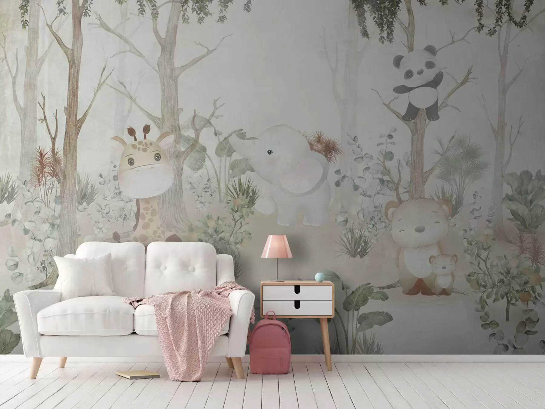 Фототапет Очарователни животни, изследващи спокойна гора u73879