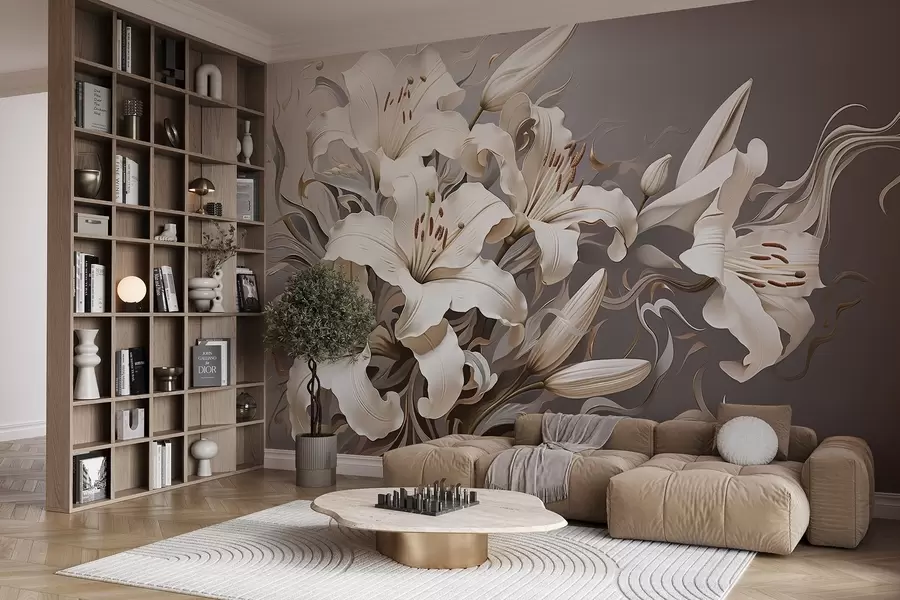 Фототапет Изискани бели лилии в пастелни тонове w08633v1