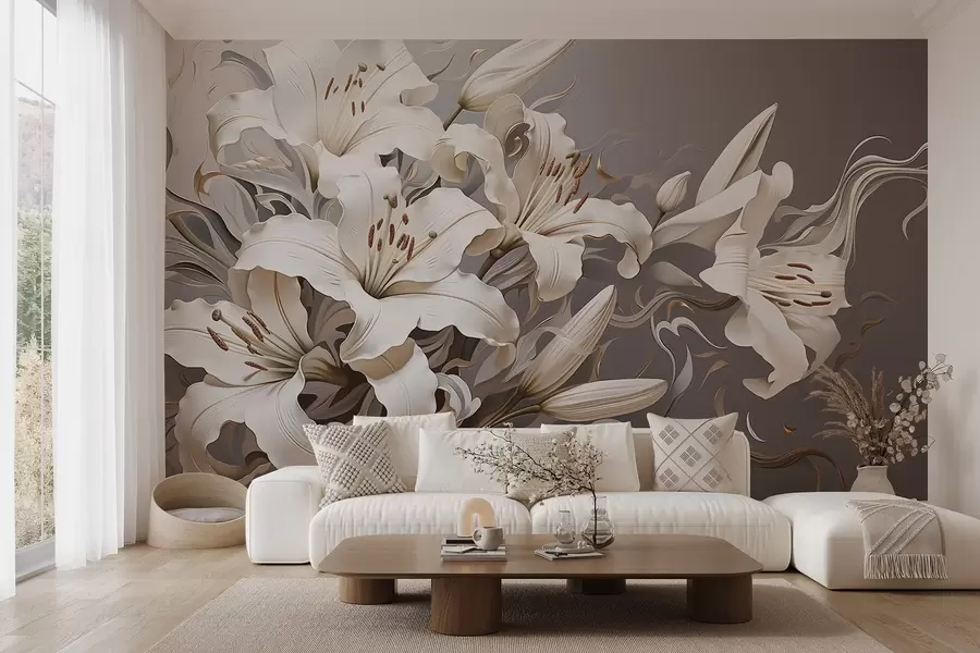 Фототапет Изискани бели лилии в пастелни тонове w08633v1