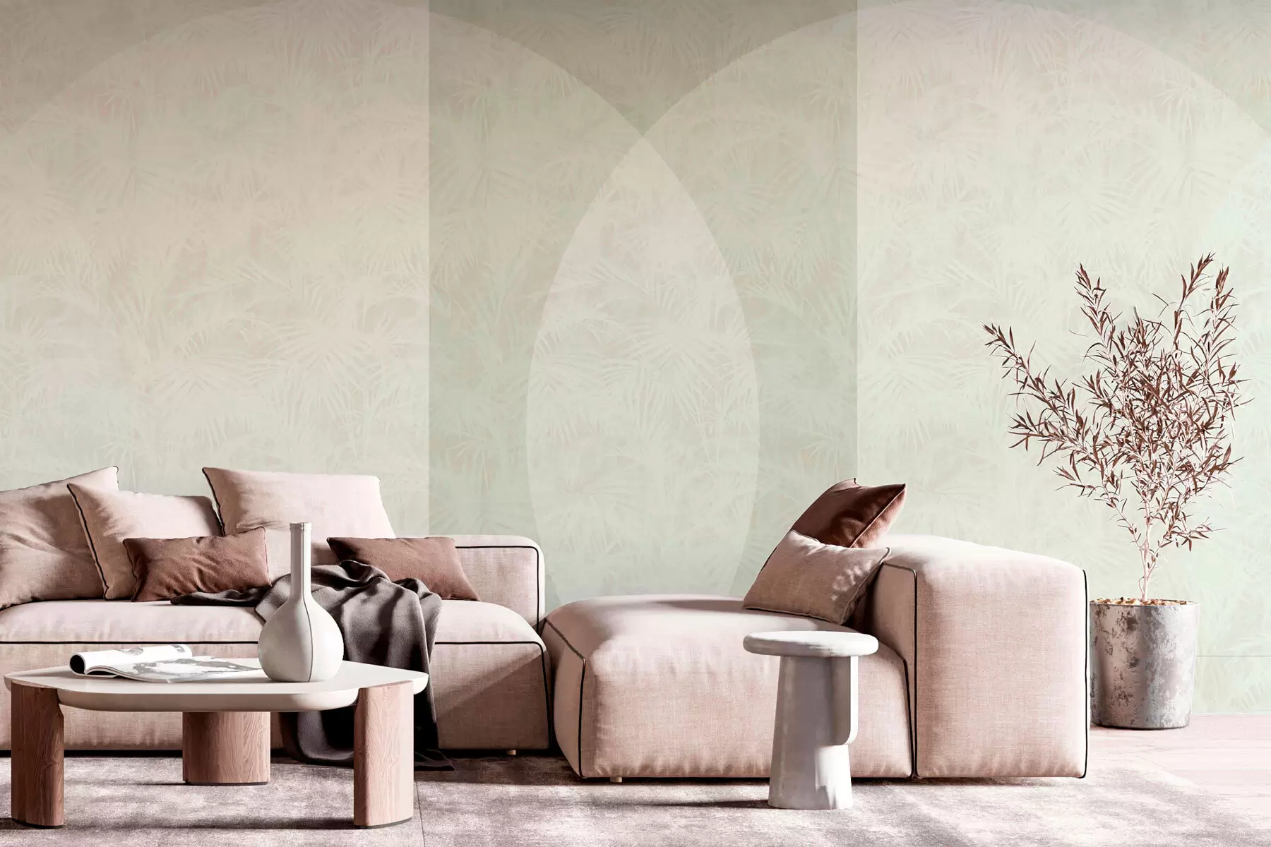 Фототапет Геометричен минимализъм и тропически листа w02830v2