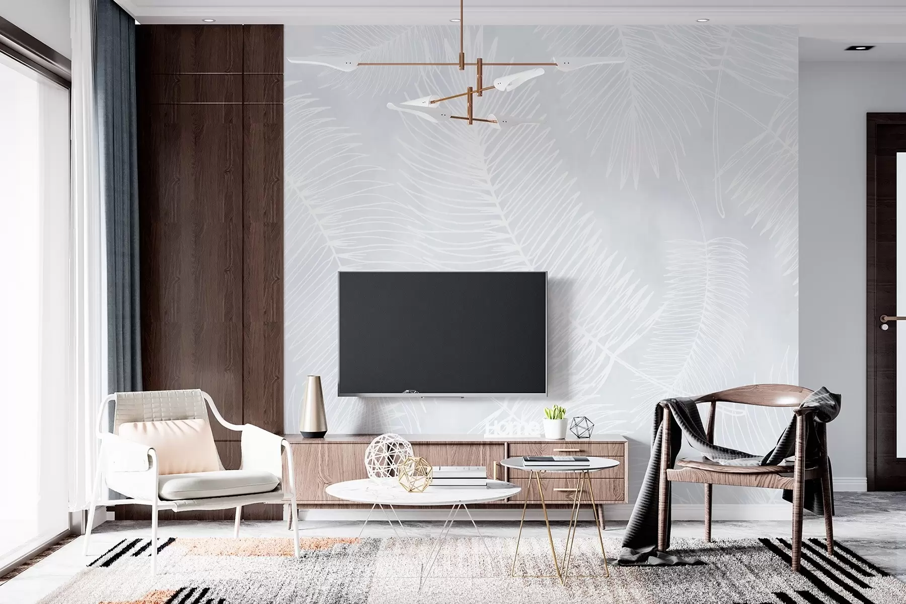 Фототапет Силуети на бели листа върху текстуриран фон w02894v1