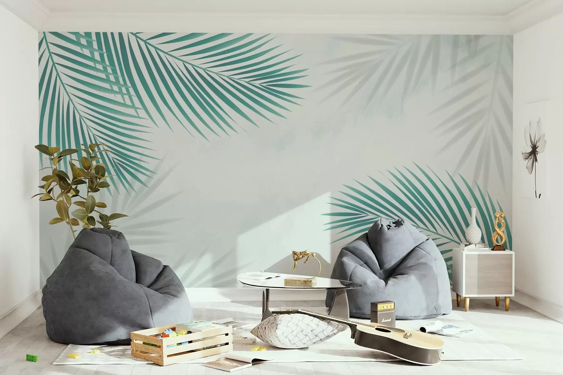 Фототапет Палмови листа тюркоаз w02962v2
