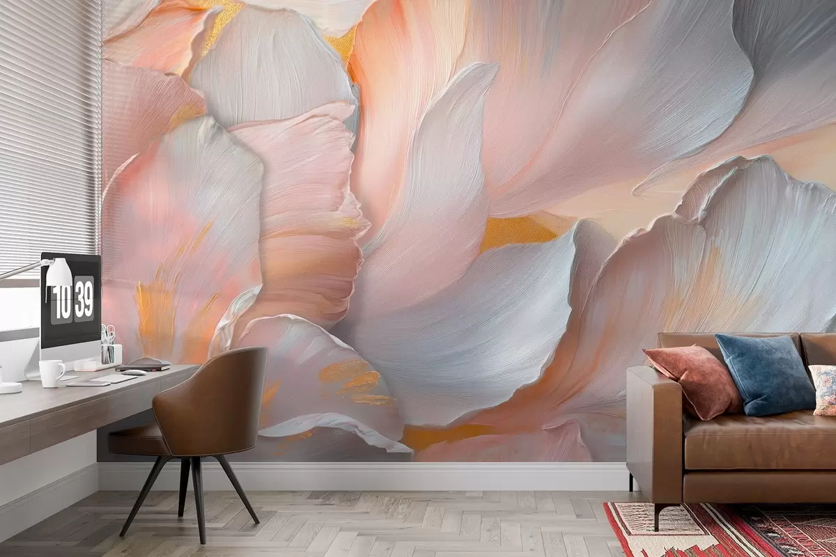 Фототапет Обемни цветни листа в деликатни тонове w08634