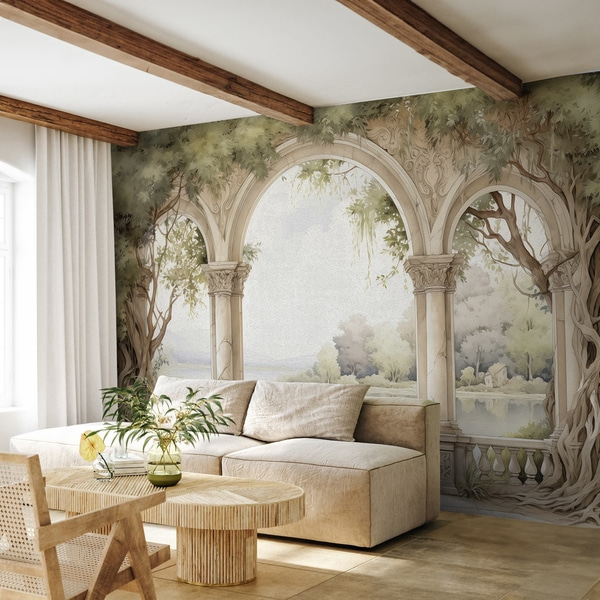 Фототапети Арки край градинското езеро, Фототапети Цветя и растения, w02976 : Uwalls.bg