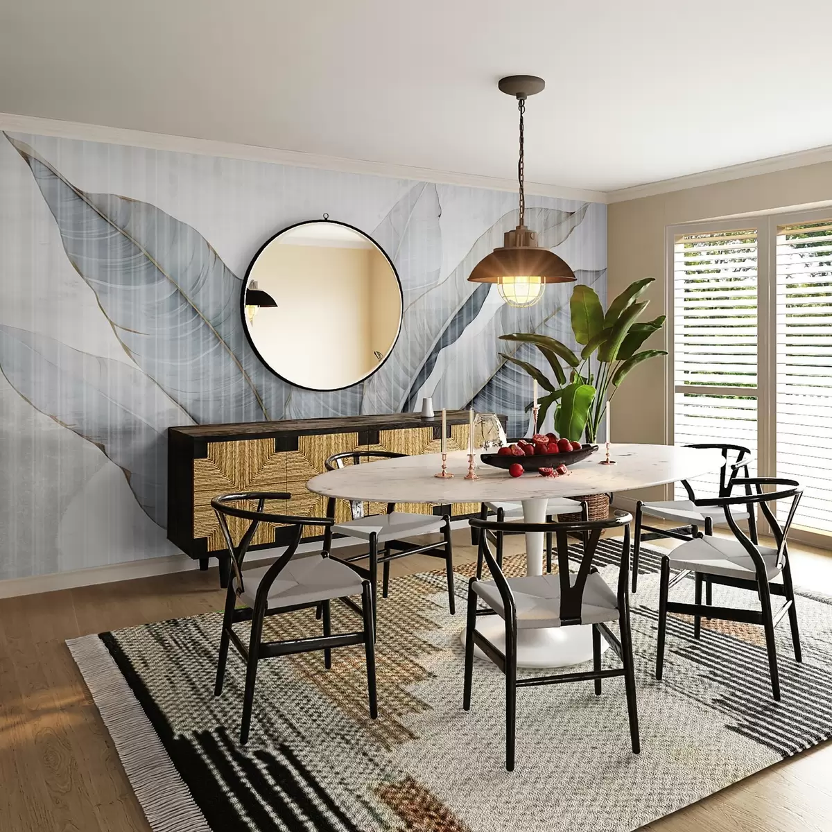 Фототапет Големи листа на стената w02982