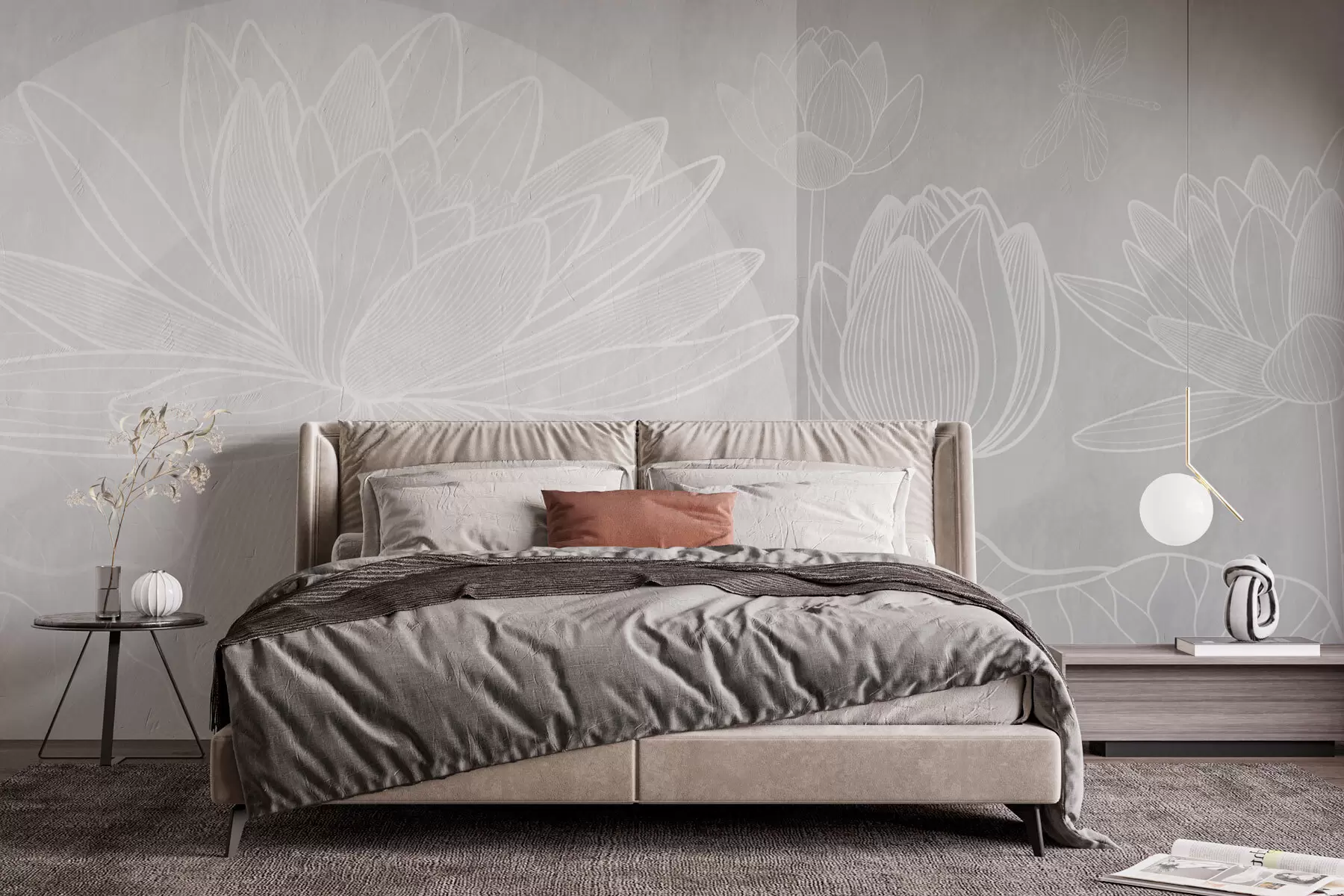 Фототапет Лотосови цветя и геометрия w03005v1