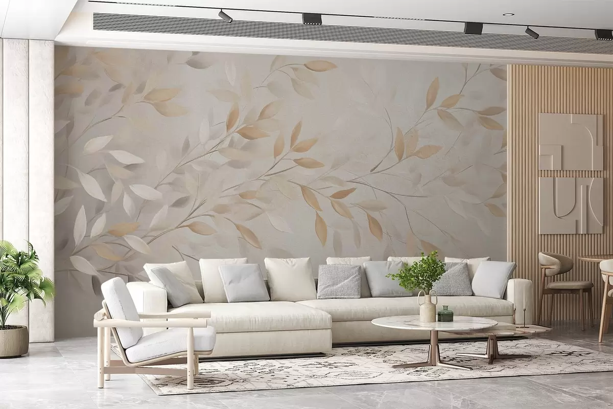 Фототапет Акварелни клони на бетонен фон w08730